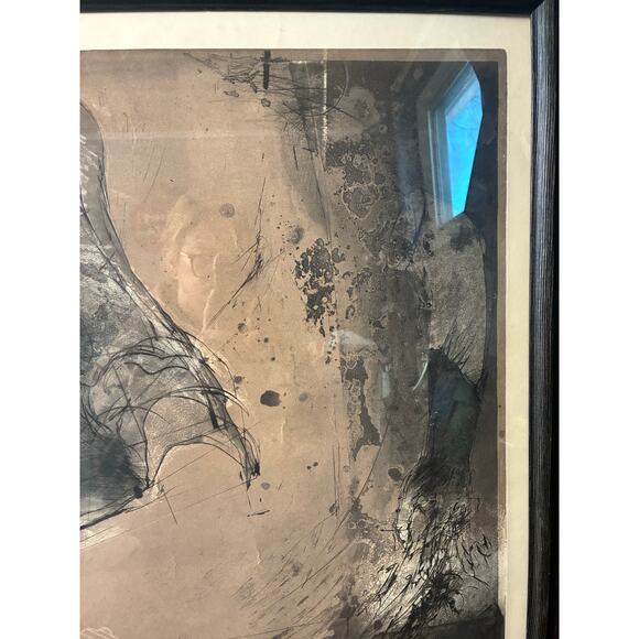 Vintage Dark Abstract Figurative Mixed Media Print Signed & Numbered Framed Art - Picture 8 of 11